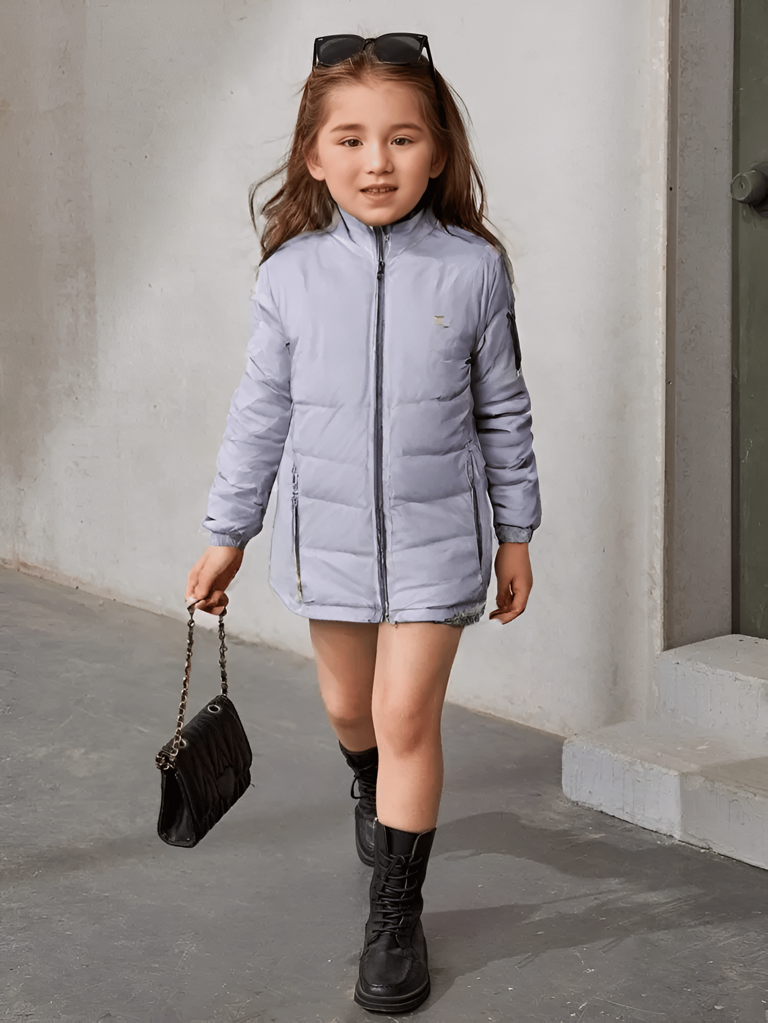 PLUS PARADISE Girls Polyester Quilted & Bomber For ( Pack of 1 , Grey )     			PLUS PARADISE Girls Polyester Quilted & Bomber For ( Pack of 1 , Grey )