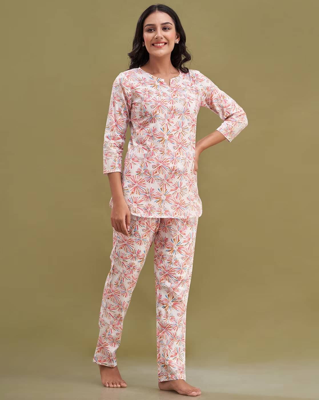     			Rangun Women Printed Top With Trousers Co-Ord Set ( Pink )