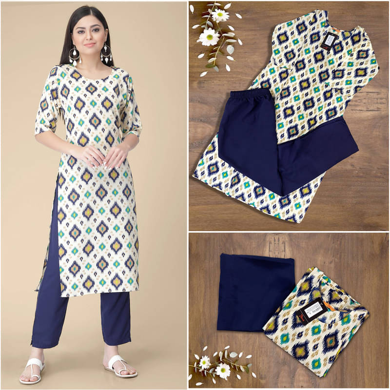     			1 Stop Fashion Pack of 1 Crepe Printed A-line Women's Kurti - ( White )