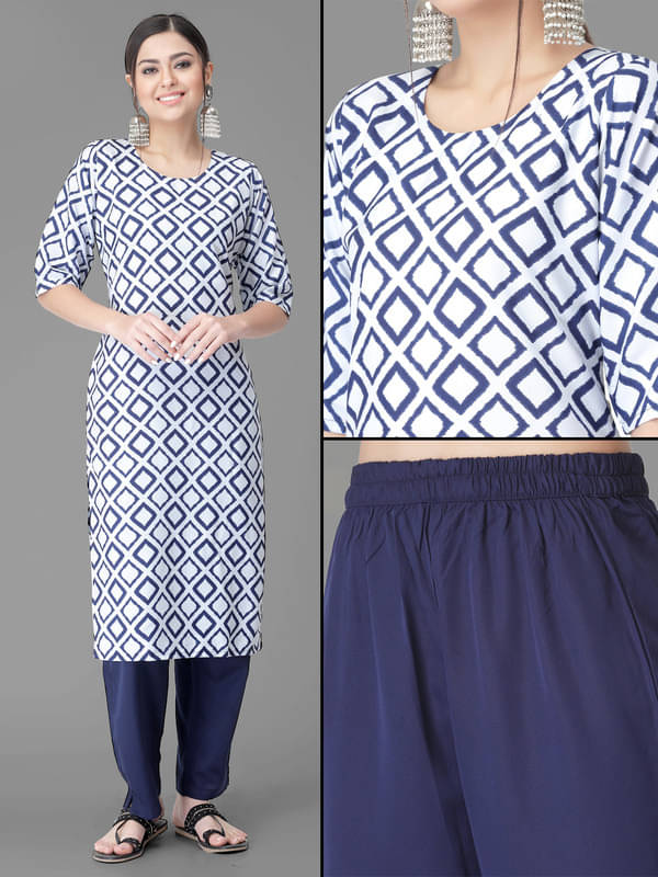 1 Stop Fashion Pack of 1 Crepe Printed A-line Women's Kurti - ( Blue )     			1 Stop Fashion Pack of 1 Crepe Printed A-line Women's Kurti - ( Blue )