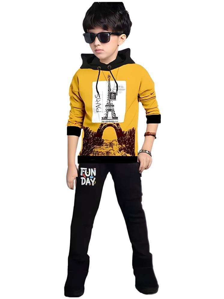     			ATLANS CLOTHES Pack of 1 Boys Cotton Blend T-Shirt & Trackpants Set ( Mustard )