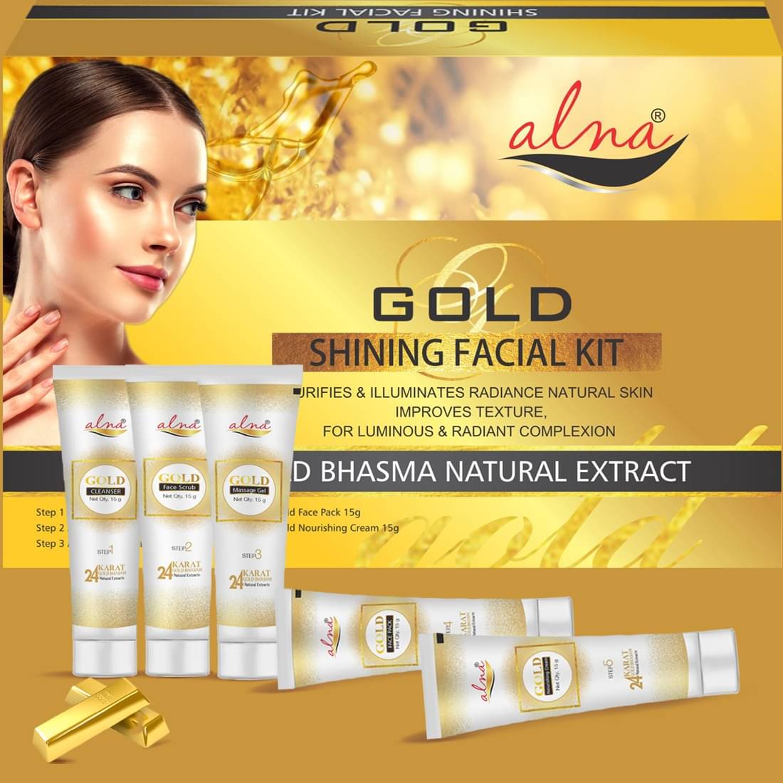     			Alna Gold Shinning Facial Kit 75gm , Pack of 1
