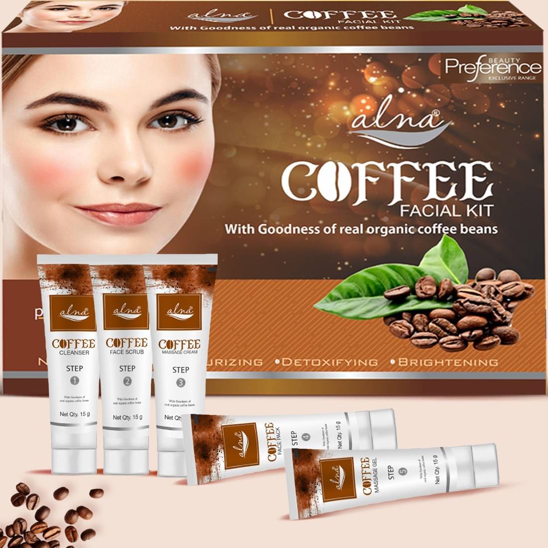     			Alna Coffee Facial Kit With Goodness of Real Organic Coffee Beans 75gm , Pack of 1