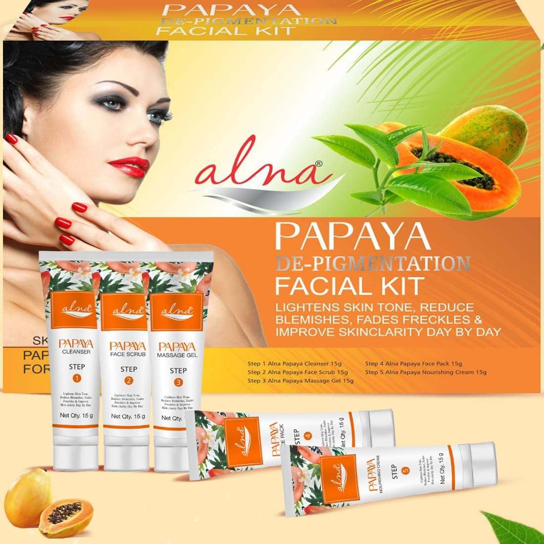     			Alna Papaya De- Pigmentation Facial Kit 75gm , Pack of 1
