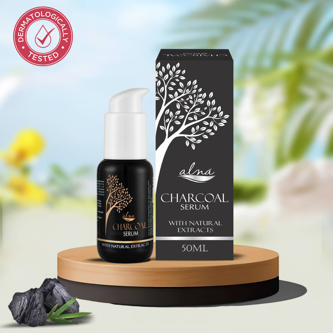     			Alna Charcoal Serum 50ml With Natural Extracts For All Skin Type , Pack of 1