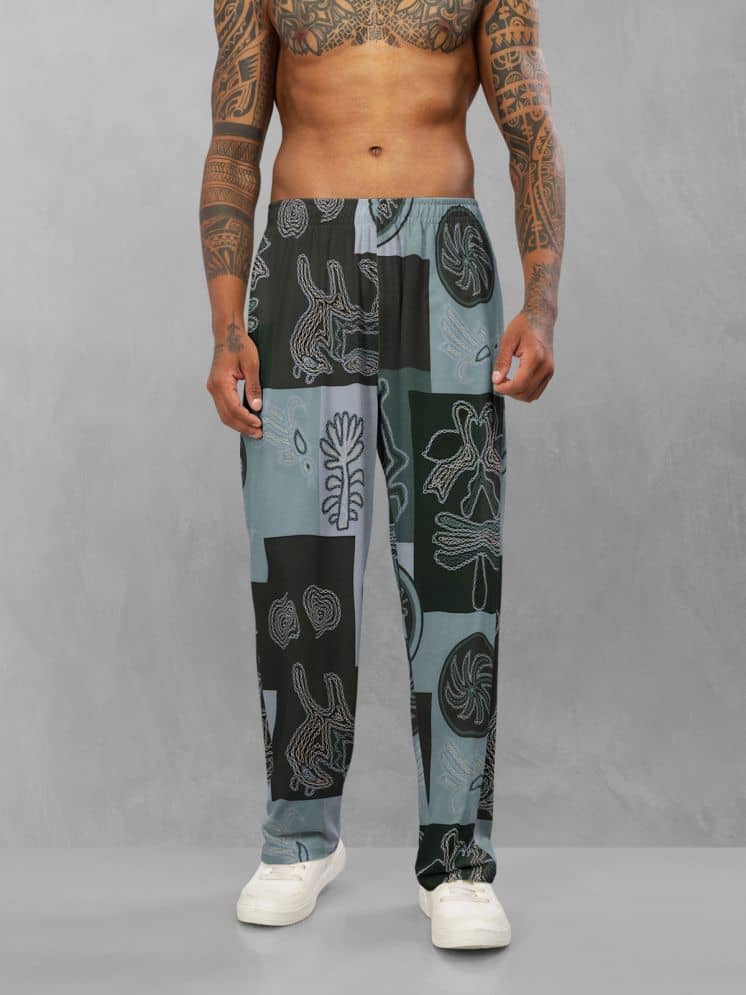 BULLMER Trendy Printed Cotton Blend Relaxed Fit Active/Casual Travel Wear Trackpants/Lowers for Men_Bluish Grey - Track Pants | Buy online on ZillyBuy