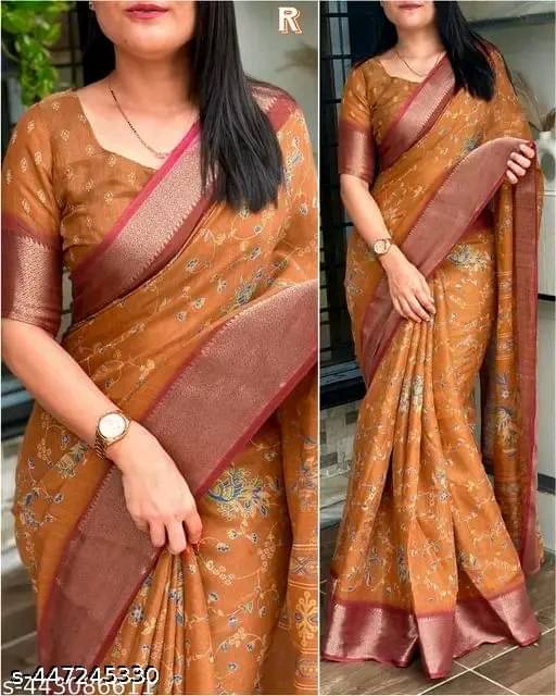 Bhuwal Fashion Art Silk Woven Saree With Unstitched Blouse Piece ( Orange ) Bhuwal Fashion Art Silk Woven Saree With Unstitched Blouse Piece ( Orange )