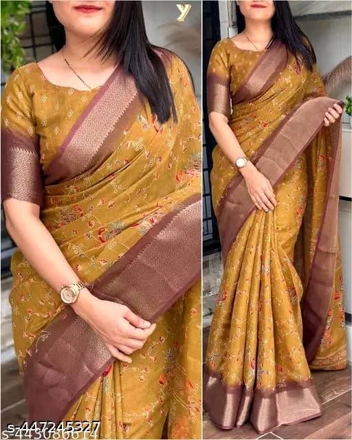 Bhuwal Fashion Art Silk Woven Saree With Unstitched Blouse Piece ( Green ) - Sarees | Buy online on ZillyBuy