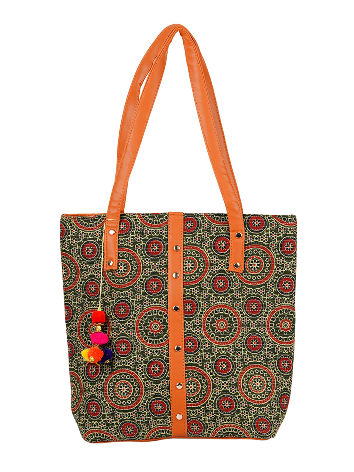 Bulbul Tote Bag Faux Leather Set of 1 ( Multicolor ) - Handbags | Buy online on ZillyBuy