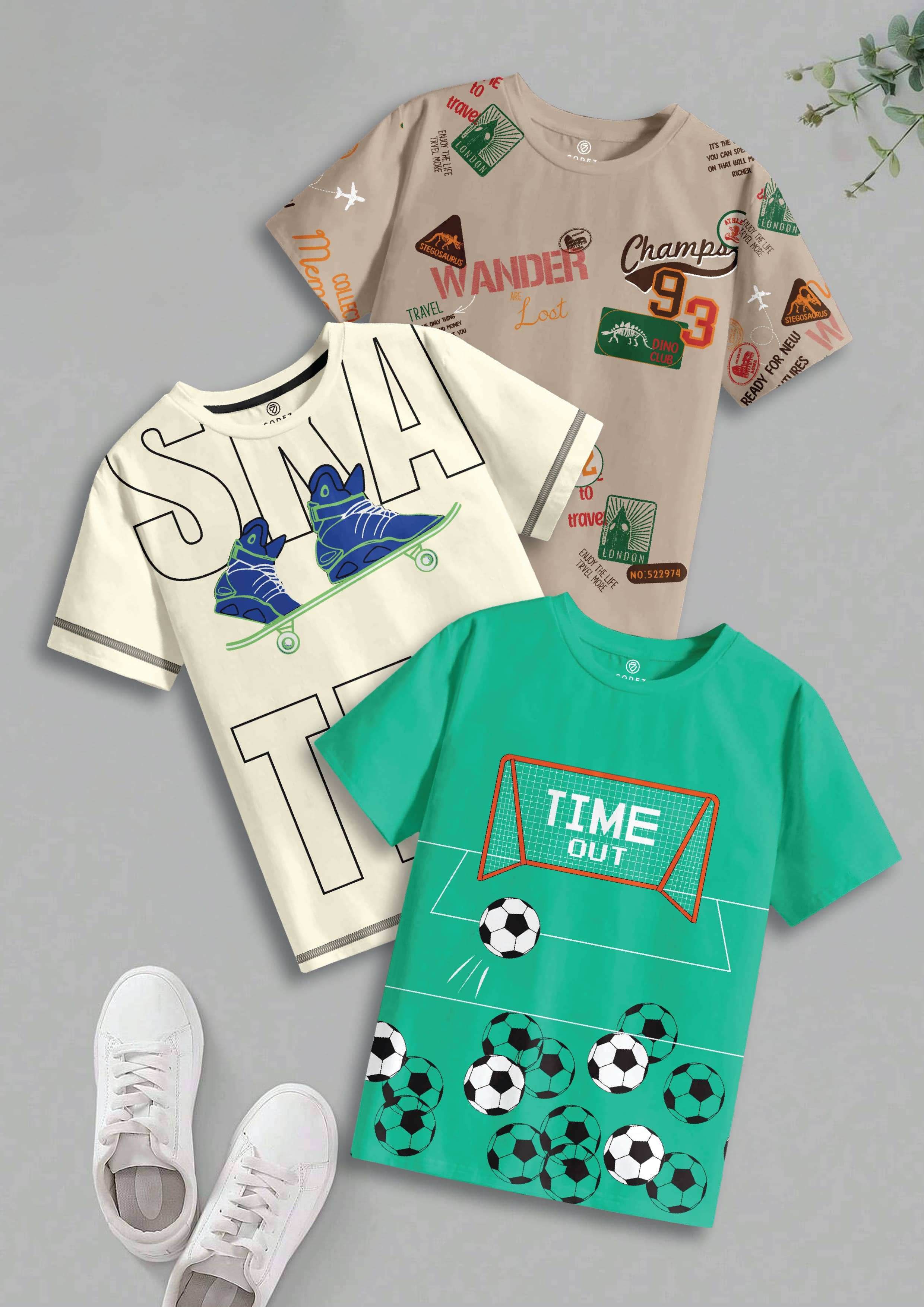     			CODEZ Pack of 1 Boys Cotton T-Shirt ( Multicolor 3 )