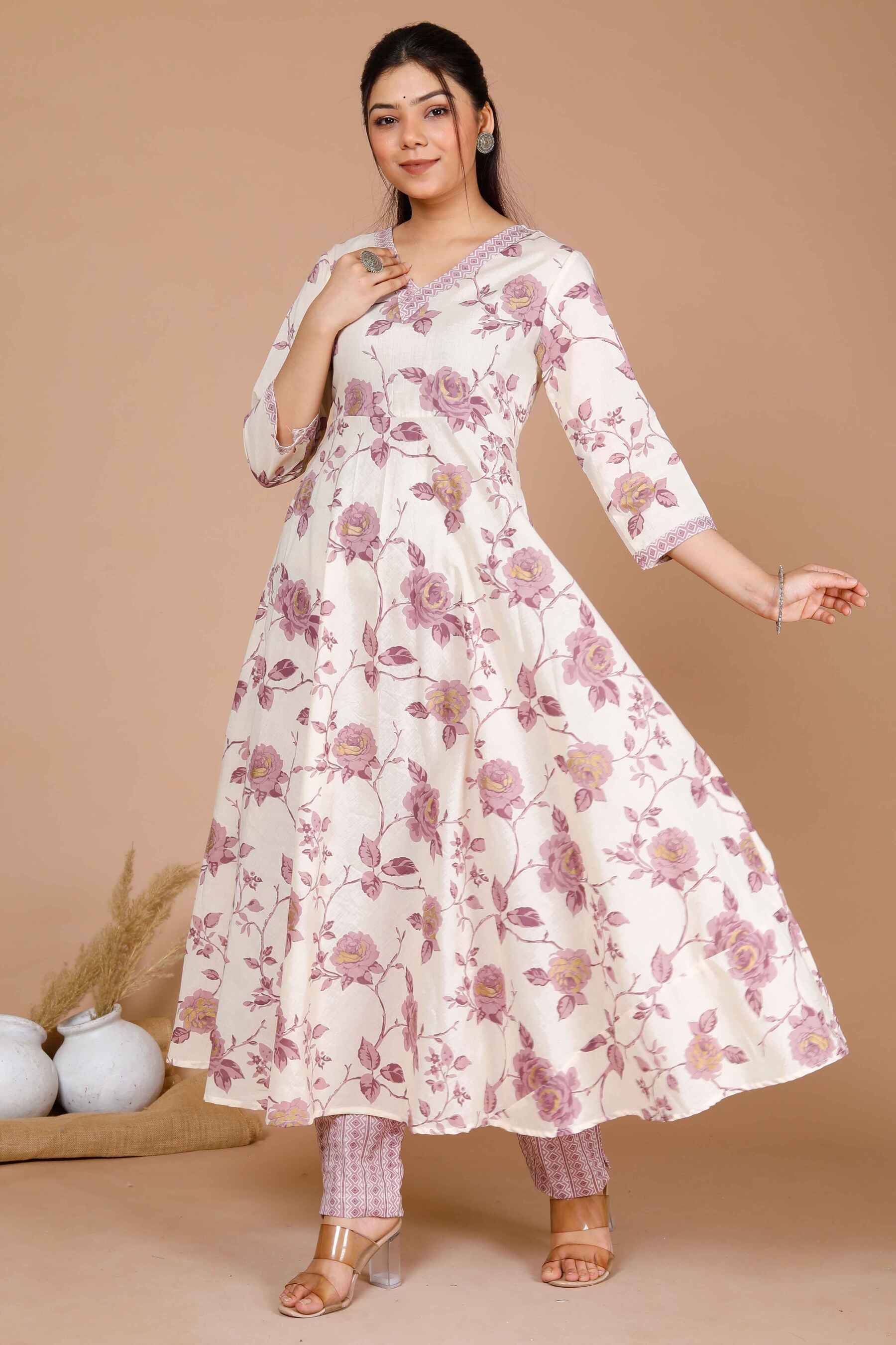 Doriyaan Cotton Printed Kurti With Pants Women's Stitched Salwar Suit - Pink ( Pack of 1 ) Doriyaan Cotton Printed Kurti With Pants Women's Stitched Salwar Suit - Pink ( Pack of 1 )
