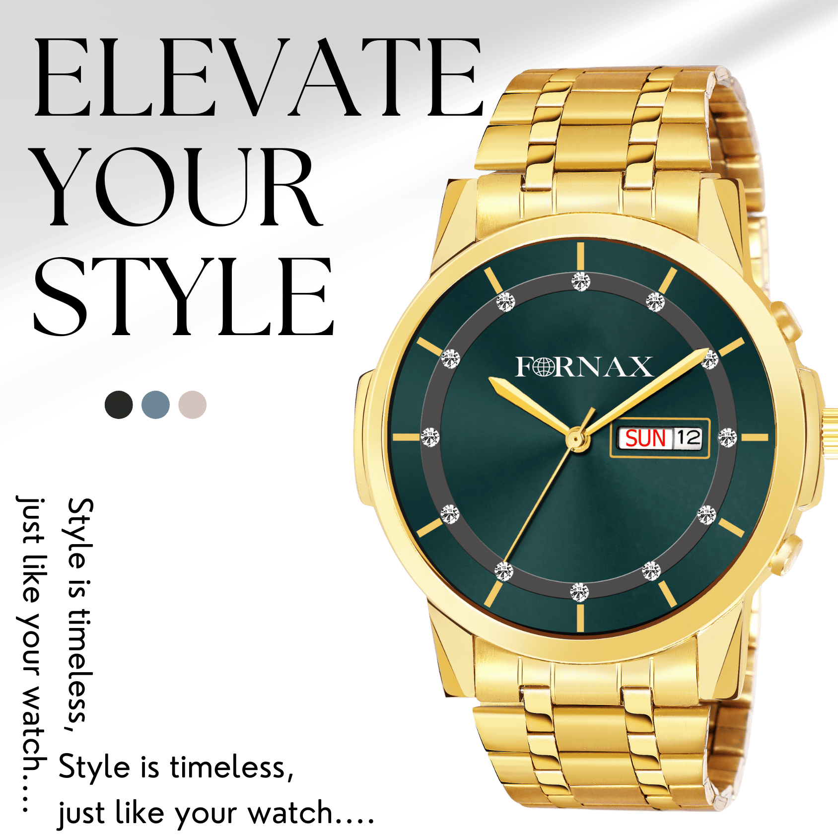FORNAX Gold Metal Analog Men's Watch