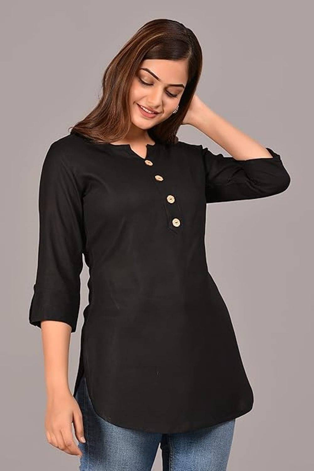 Faiseanta Women's Rayon Tunic ( Black ) Faiseanta Women's Rayon Tunic ( Black )