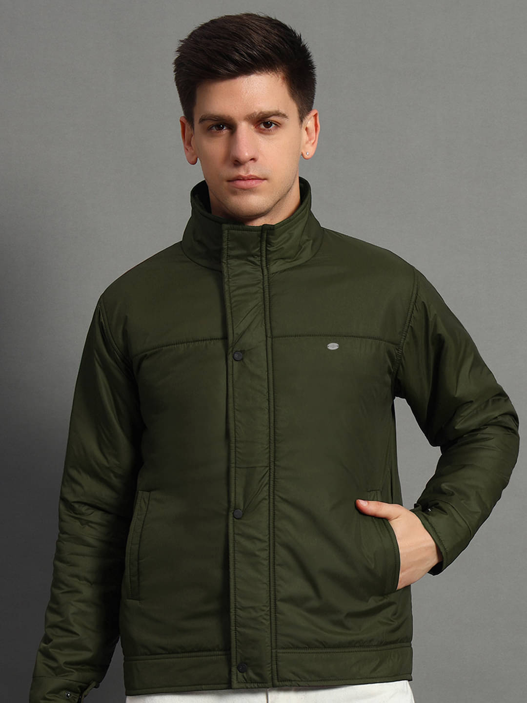    			GET GOLF Polyester Men's Quilted & Bomber Jacket - Olive ( Pack of 1 )