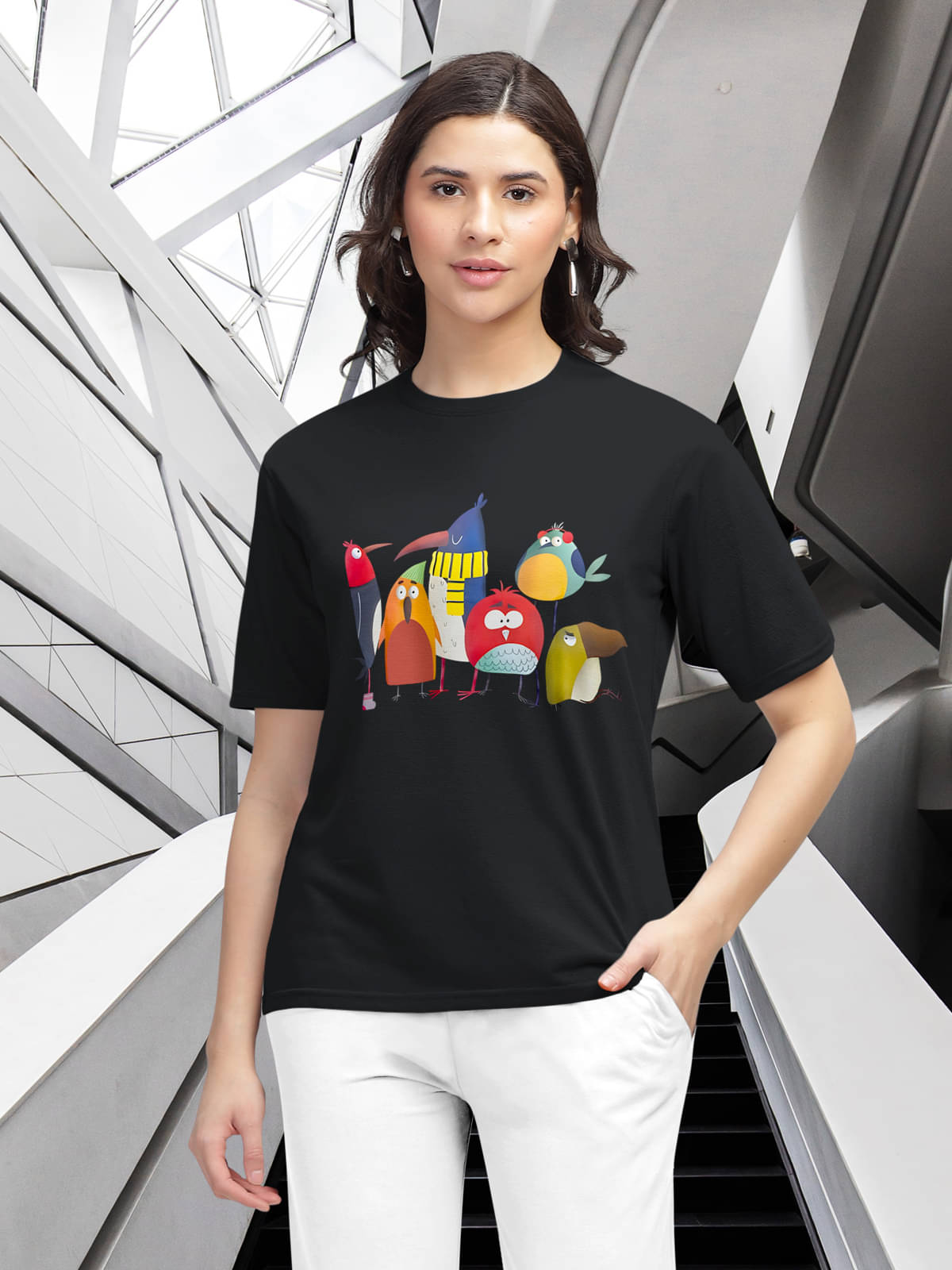 HELLCAT Women Cotton Blend Printed Regular Fit Round Neck T-Shirt ( Black ) HELLCAT Women Cotton Blend Printed Regular Fit Round Neck T-Shirt ( Black )