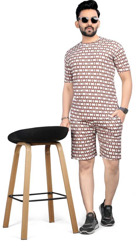     			INDIAN SILKS Men's T-shirt With Shorts Co-Ords Set ( Pack of 1 , Coffee )