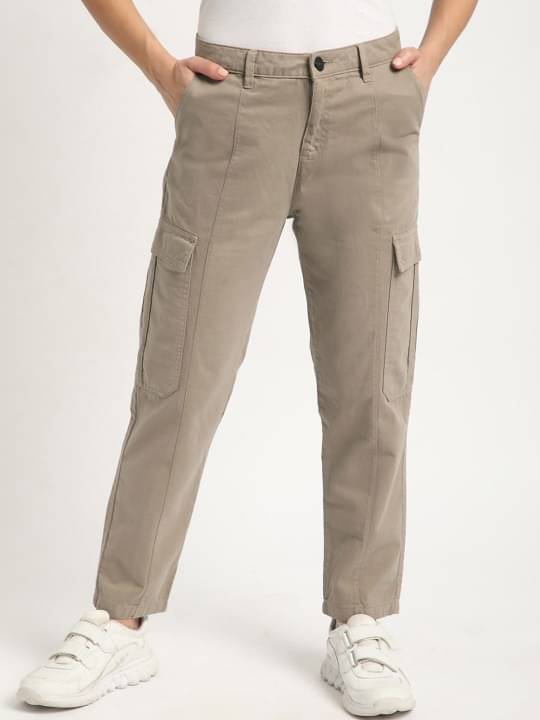     			Women Seneca Rock Regular Fit Paneled Solid Cargo Trousers