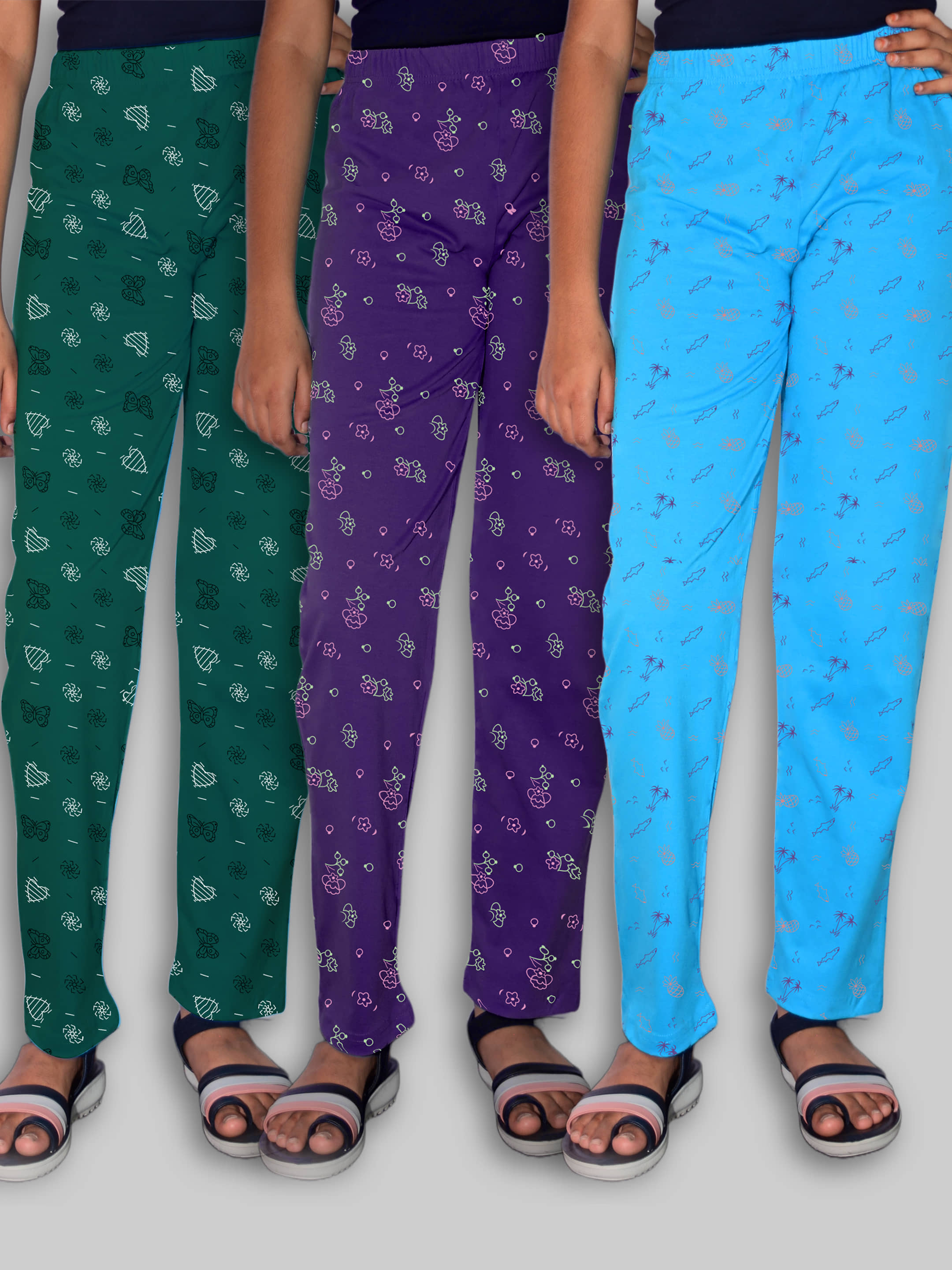 JILZ Pack of 3 Girls 100% Cotton Pyjama ( Multicolor ) - Kurtas & Kurta Sets | Buy online on ZillyBuy