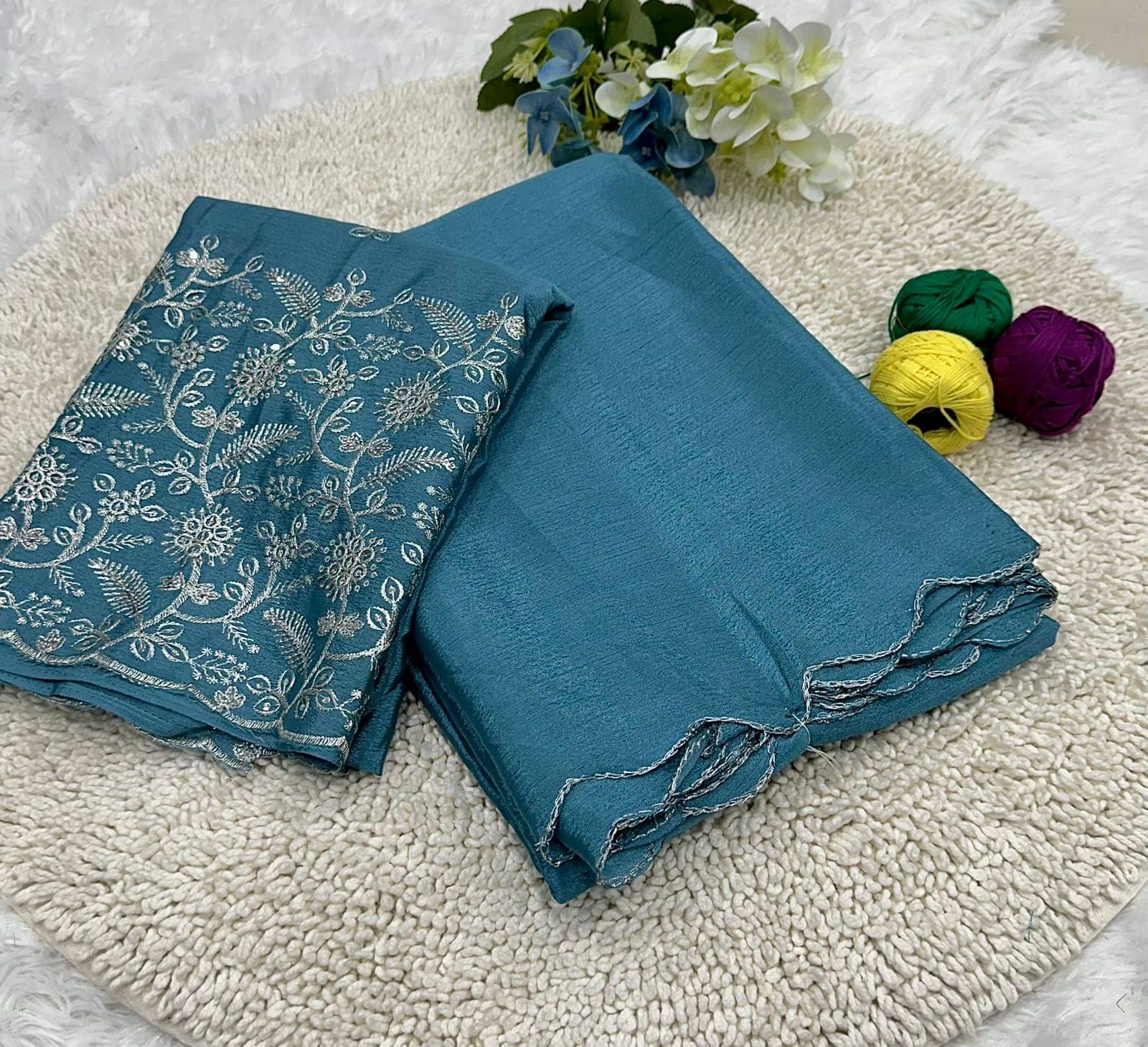 JULEE Chiffon Solid Saree With Unstitched Blouse Piece ( SkyBlue ) JULEE Chiffon Solid Saree With Unstitched Blouse Piece ( SkyBlue )