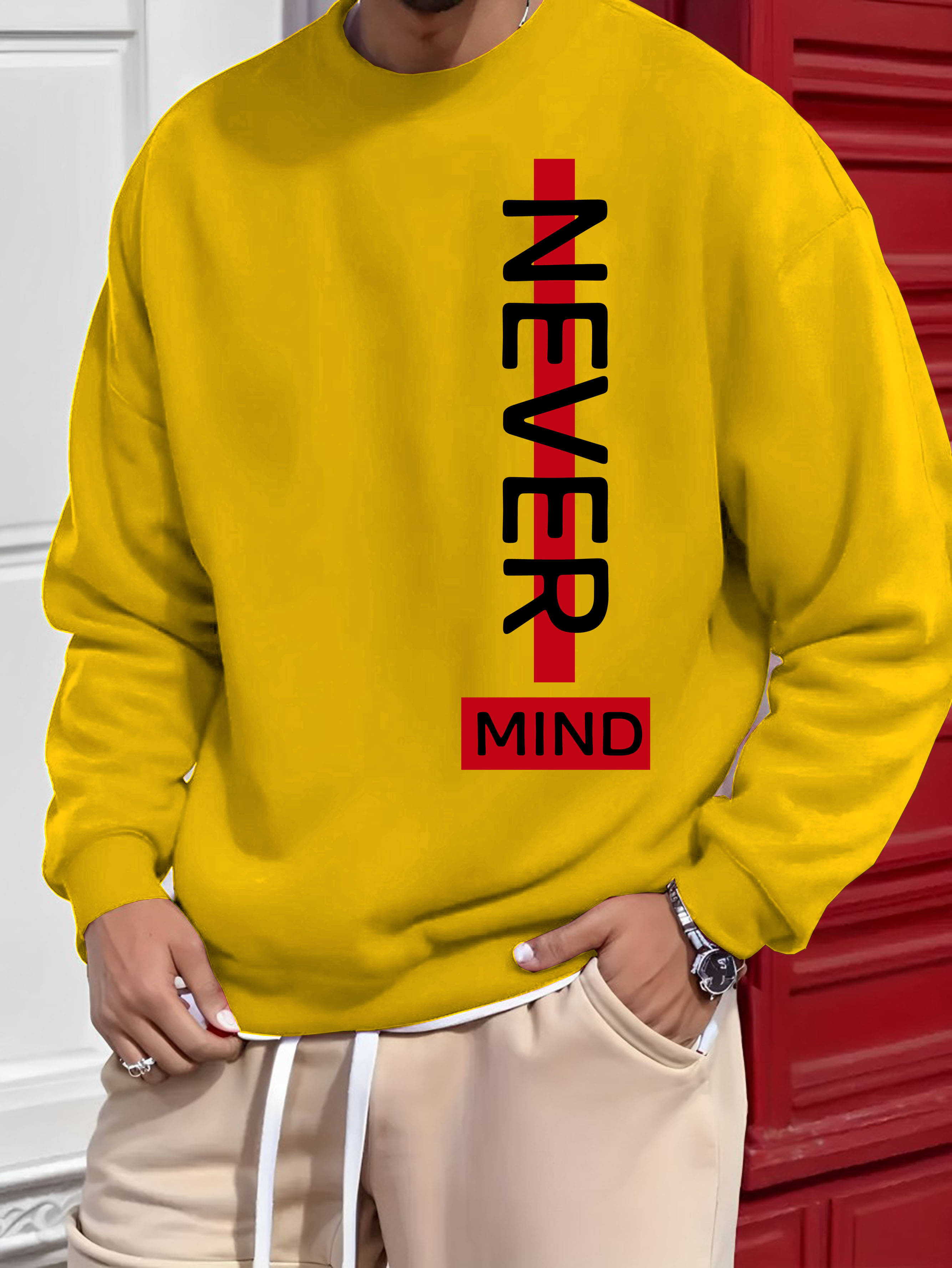 Kintu Parantu Fleece Round Neck Men's Sweatshirt - Mustard ( Pack of 1 ) Kintu Parantu Fleece Round Neck Men's Sweatshirt - Mustard ( Pack of 1 )