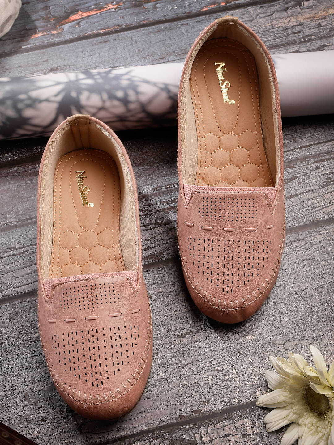     			NATSHUZ PeachPuff Women's Ethnic Ballerinas