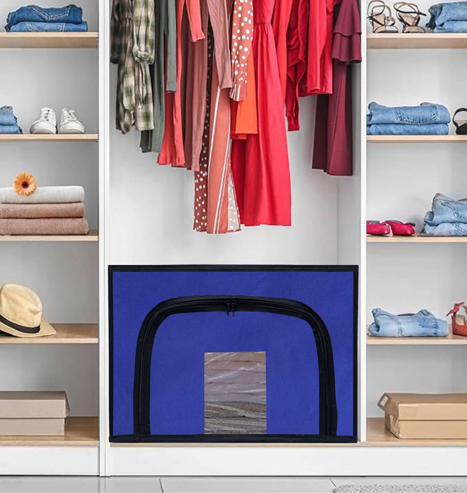 PHILOSHOP Multi-Purpose Wardrobe Closet Organizer with Durable Space Saving (Large - Blue) PHILOSHOP Multi-Purpose Wardrobe Closet Organizer with Durable Space Saving (Large - Blue)