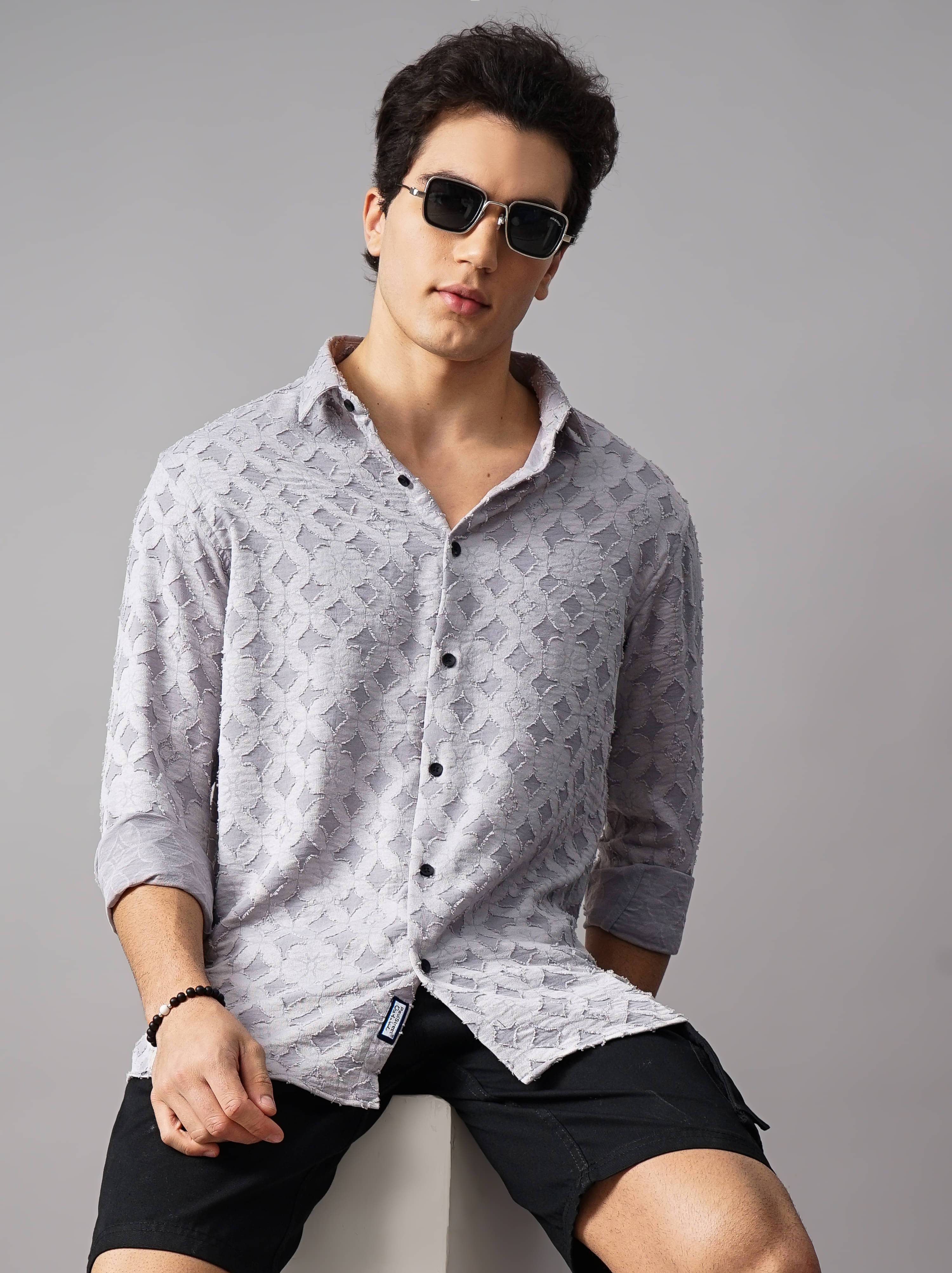 Paul Street Polyester Regular Fit Self Design Full Sleeves Men's Casual Shirt - Grey ( Pack of 1 ) Paul Street Polyester Regular Fit Self Design Full Sleeves Men's Casual Shirt - Grey ( Pack of 1 )