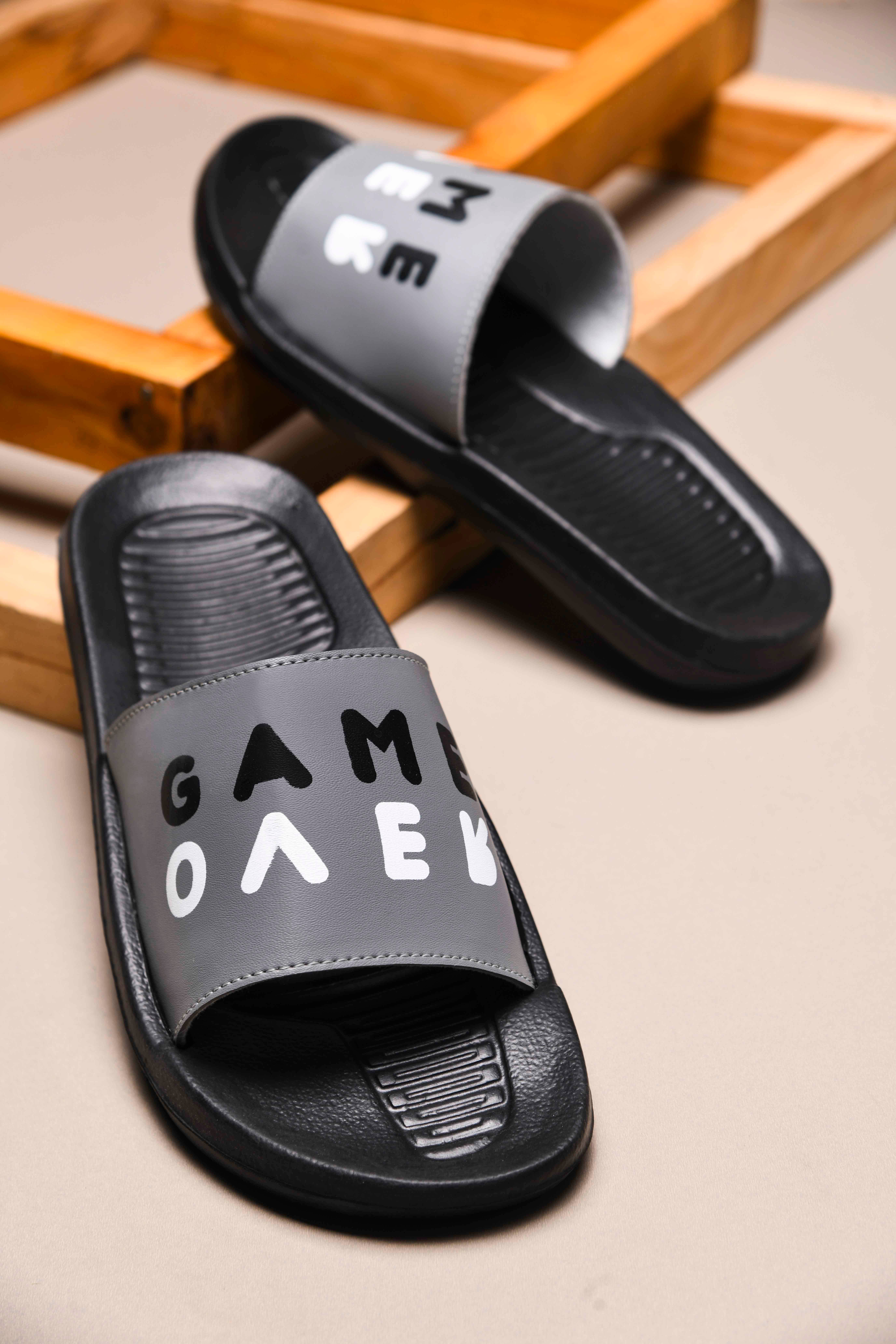    			Q tick Grey Men's Slide Flip Flop