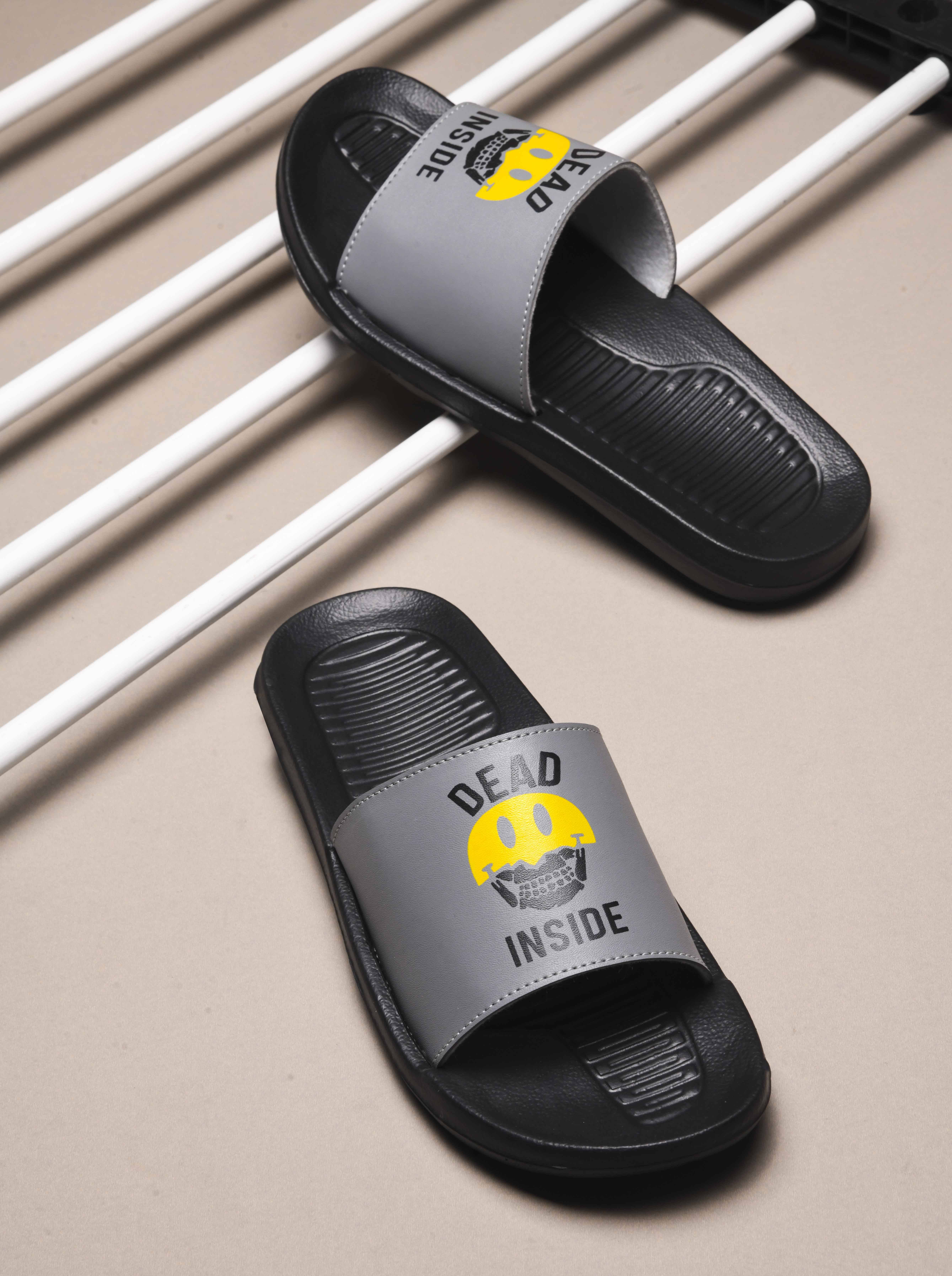     			Q tick Grey Men's Slide Flip Flop