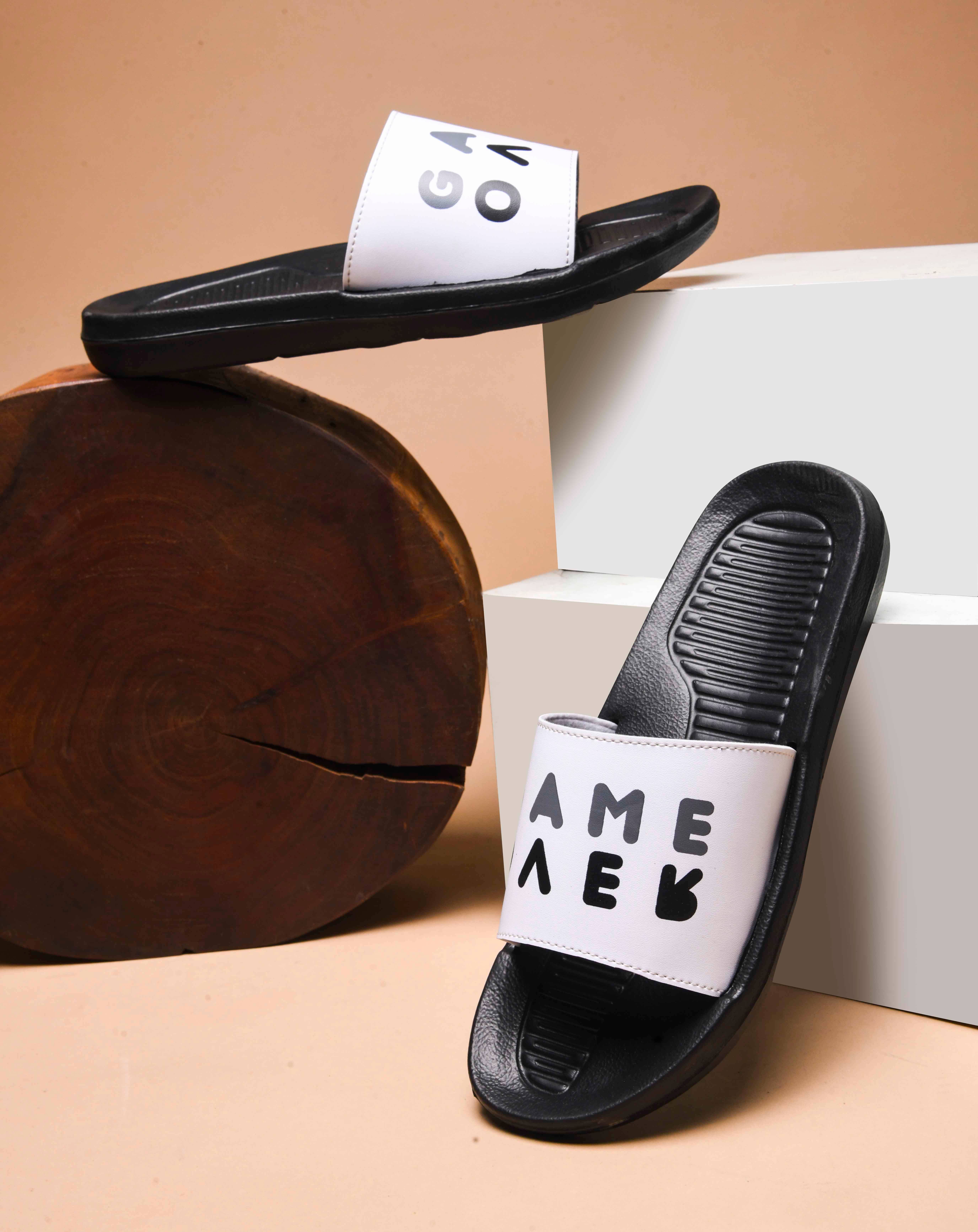     			Q tick White Men's Slide Flip Flop
