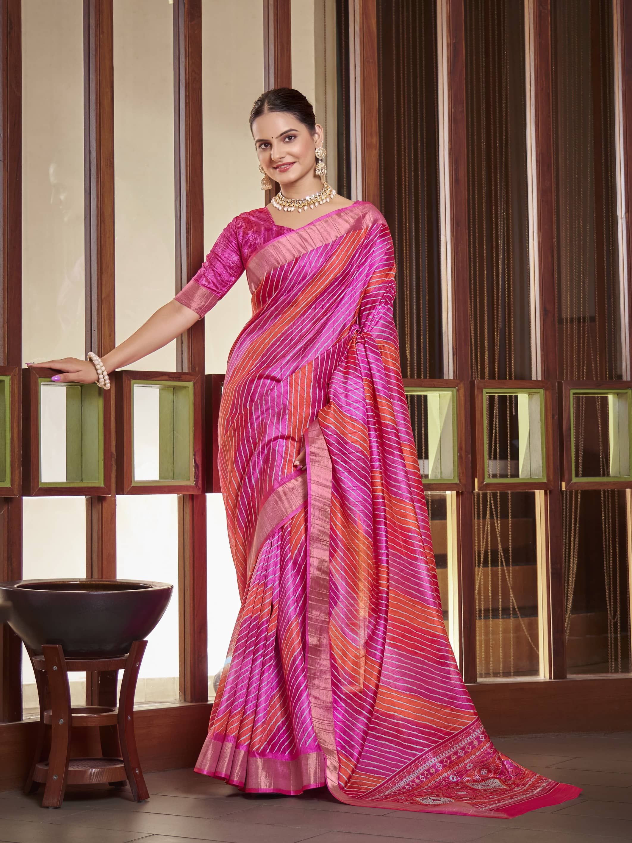 Sariya Silk Printed Saree With Unstitched Blouse Piece ( Multicolor ) - Sarees | Buy online on ZillyBuy