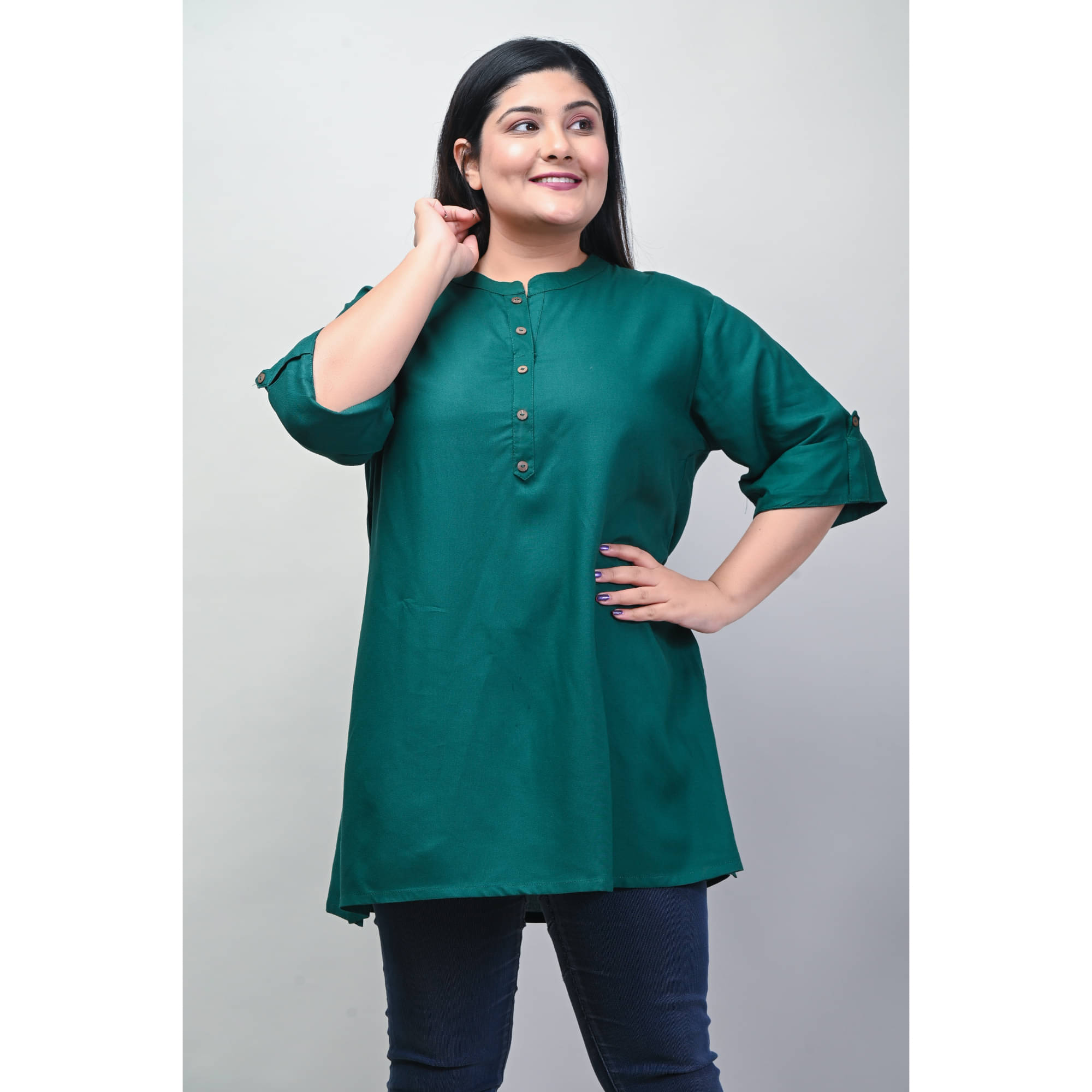     			Swasti Women's Rayon Tunic ( Green )