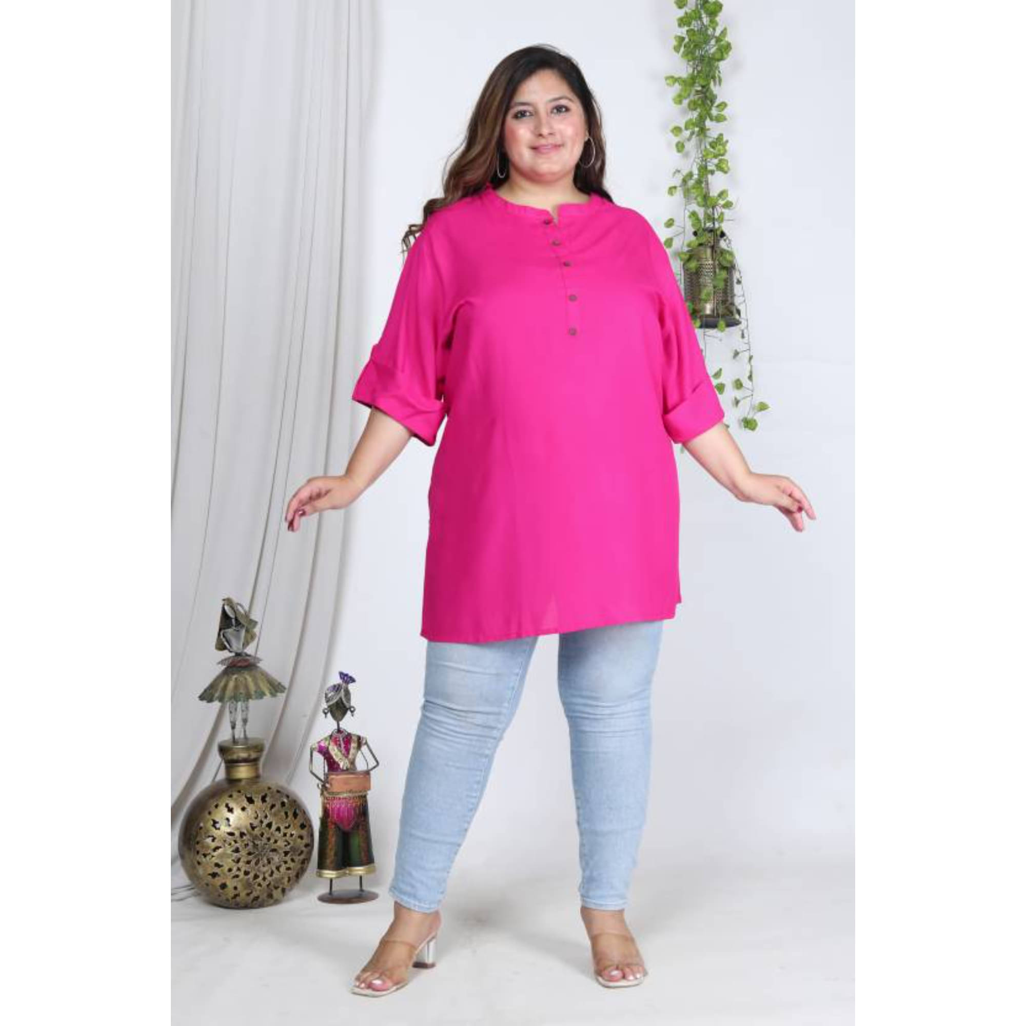     			Swasti Women's Rayon Tunic ( Pink )