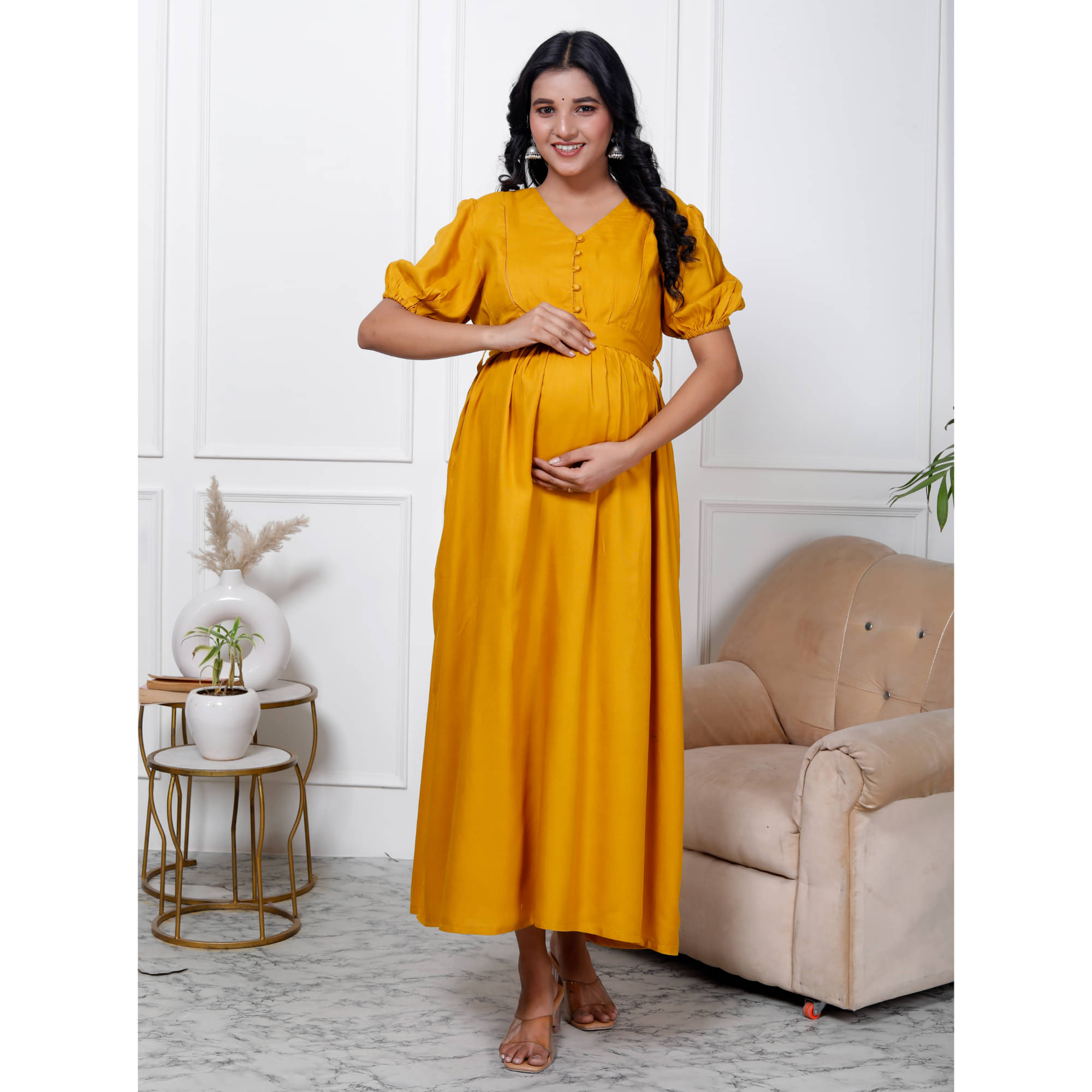 Swasti Yellow Cotton Maternity Kurta Swasti Yellow Cotton Maternity Kurta