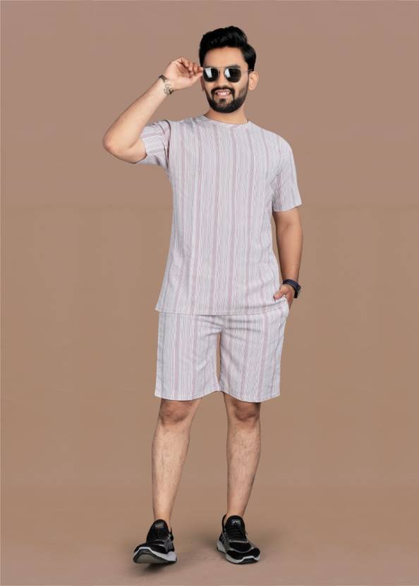 THE PRIVATE LABLE Men's T-shirt With Shorts Co-Ords Set ( Pack of 1 , Cream ) THE PRIVATE LABLE Men's T-shirt With Shorts Co-Ords Set ( Pack of 1 , Cream )