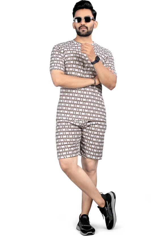     			THE PRIVATE LABLE Men's T-shirt With Shorts Co-Ords Set ( Pack of 1 , White )