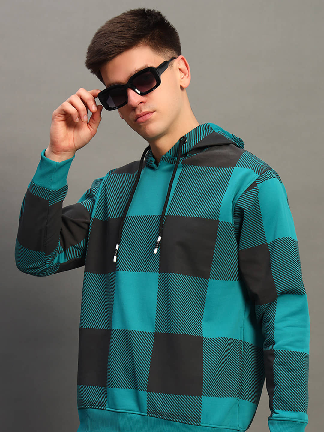 stelvin Cotton Blend Hooded Men's Sweatshirt - Teal Blue ( Pack of 1 )
