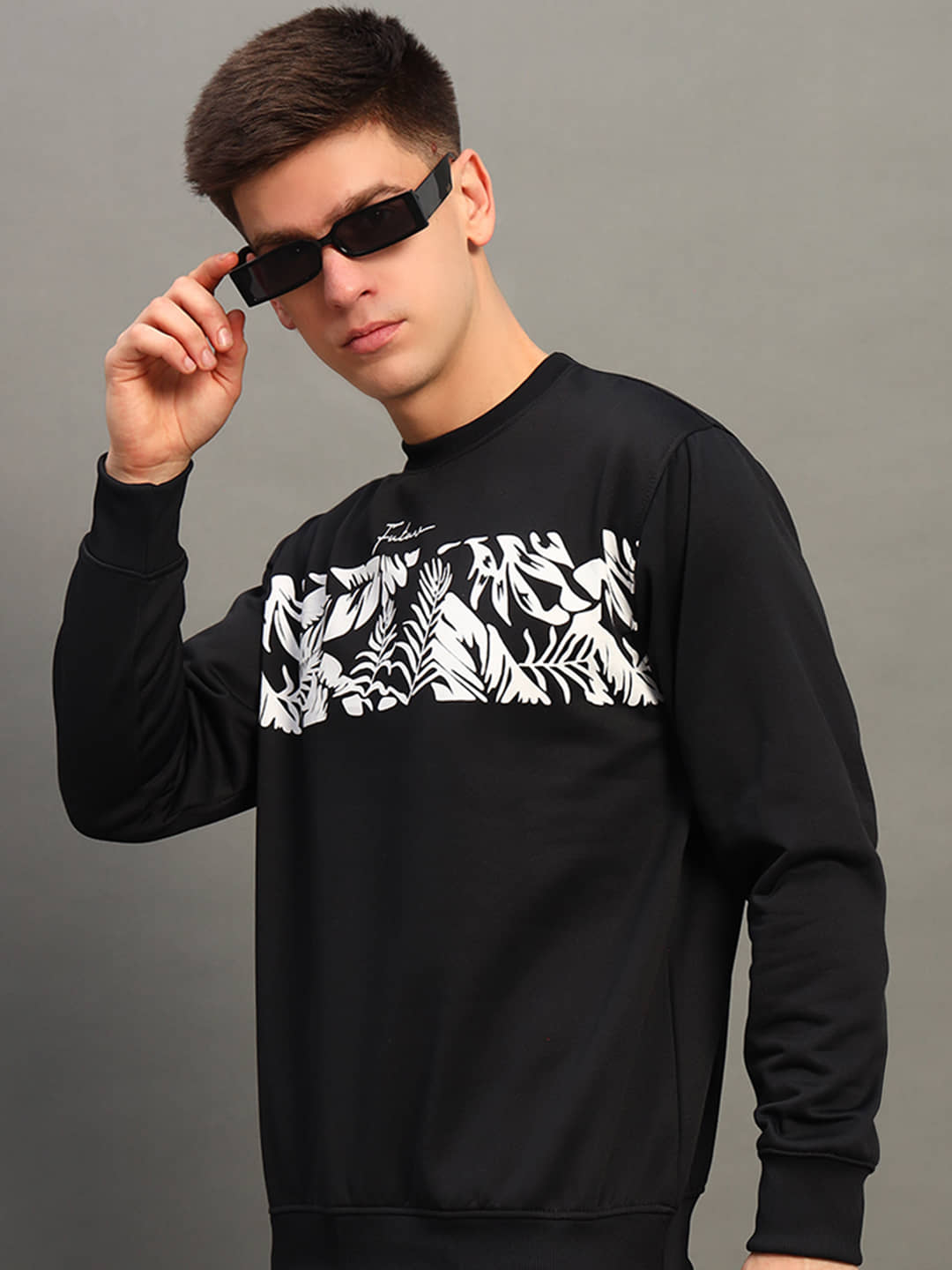 stelvin Cotton Blend Round Neck Men's Sweatshirt - Black ( Pack of 1 )