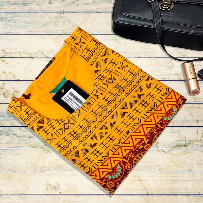     			1 Stop Fashion Pack of 1 Crepe Printed A-line Women's Kurti - ( Yellow )
