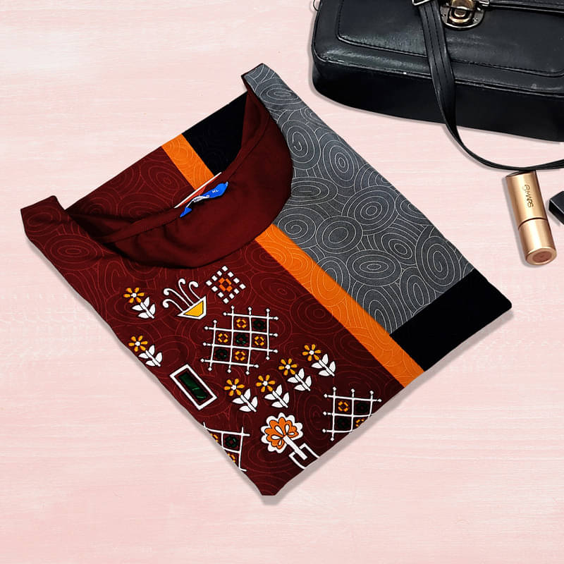 1 Stop Fashion Pack of 1 Crepe Printed A-line Women's Kurti - ( Maroon )     			1 Stop Fashion Pack of 1 Crepe Printed A-line Women's Kurti - ( Maroon )