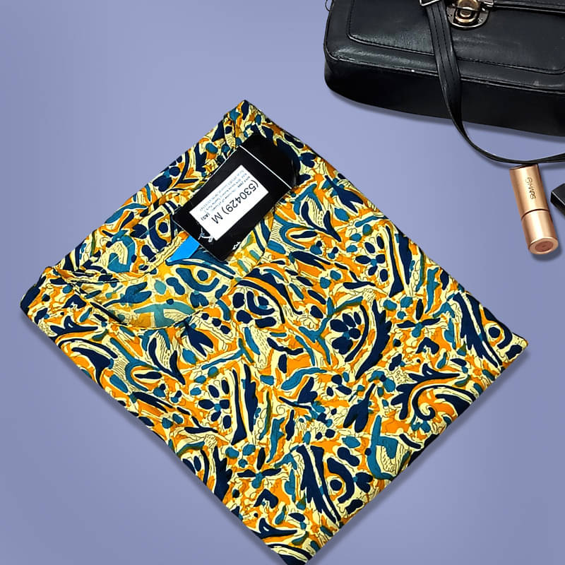     			1 Stop Fashion Pack of 1 Crepe Printed A-line Women's Kurti - ( Yellow & Black )