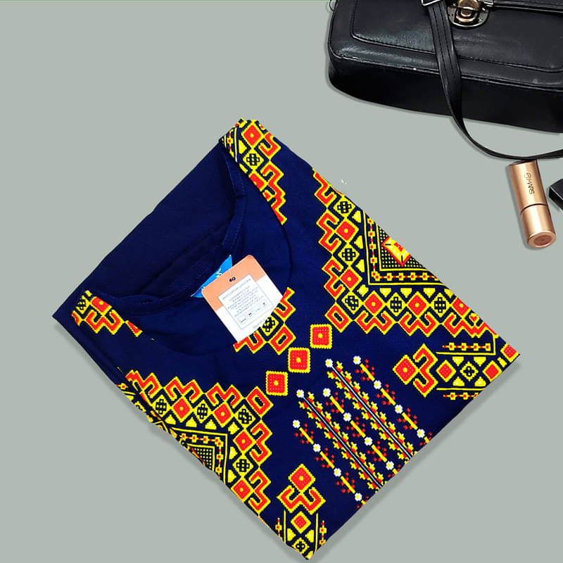     			1 Stop Fashion Pack of 1 Crepe Printed A-line Women's Kurti - ( Navy )