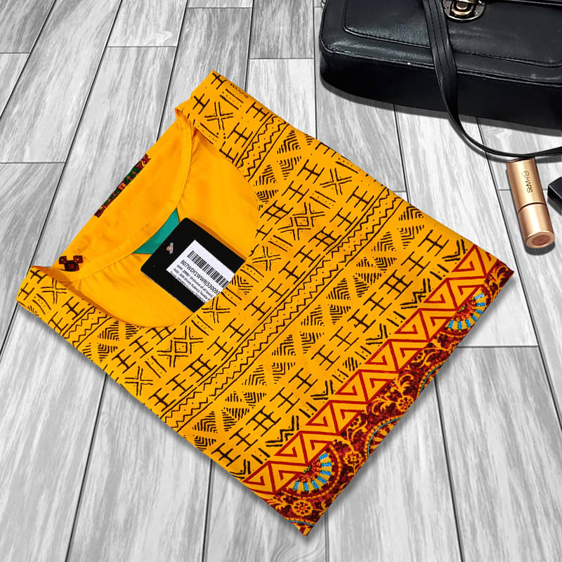     			1 Stop Fashion Pack of 1 Crepe Printed A-line Women's Kurti - ( Yellow )