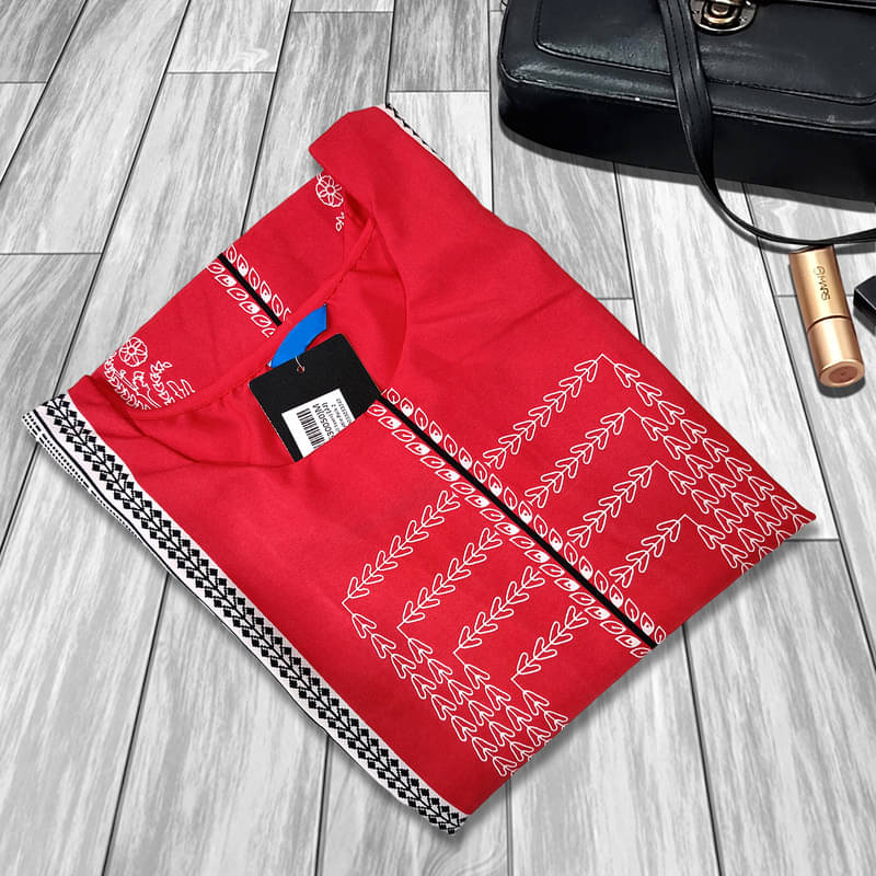 1 Stop Fashion Pack of 1 Crepe Printed A-line Women's Kurti - ( Red ) 1 Stop Fashion Pack of 1 Crepe Printed A-line Women's Kurti - ( Red )