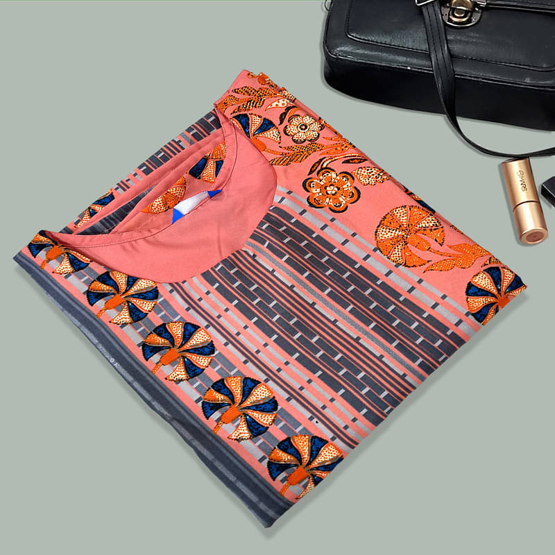 1 Stop Fashion Pack of 1 Crepe Printed A-line Women's Kurti - ( Peach ) 1 Stop Fashion Pack of 1 Crepe Printed A-line Women's Kurti - ( Peach )