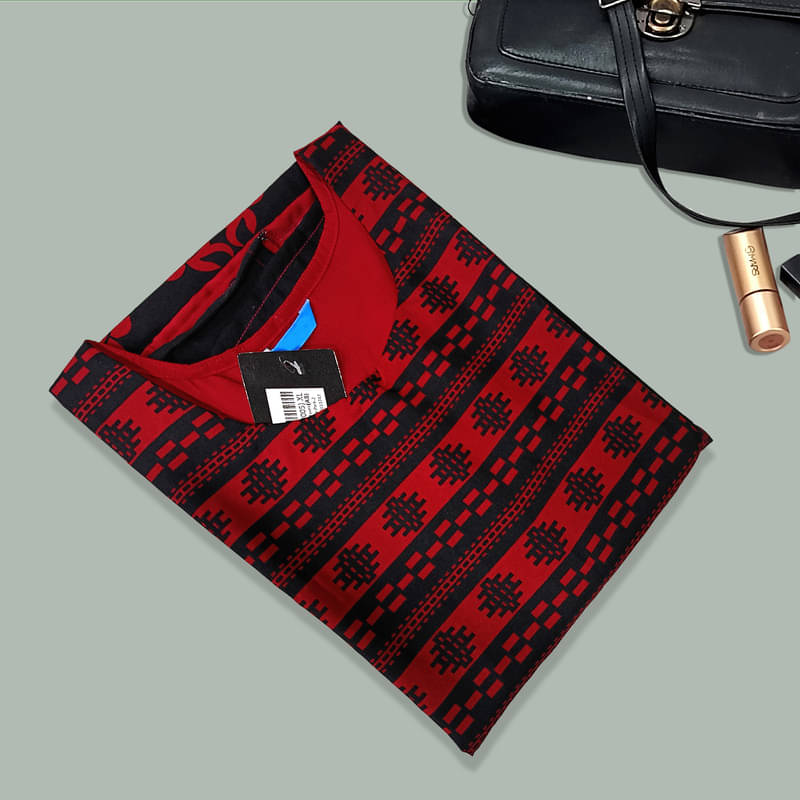     			1 Stop Fashion Pack of 1 Crepe Printed A-line Women's Kurti - ( Red )