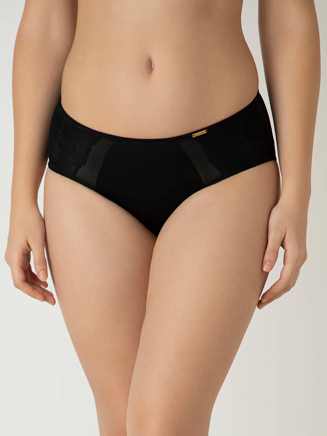     			Amante Pack of 1 Nylon Bikini For Women ( Black )