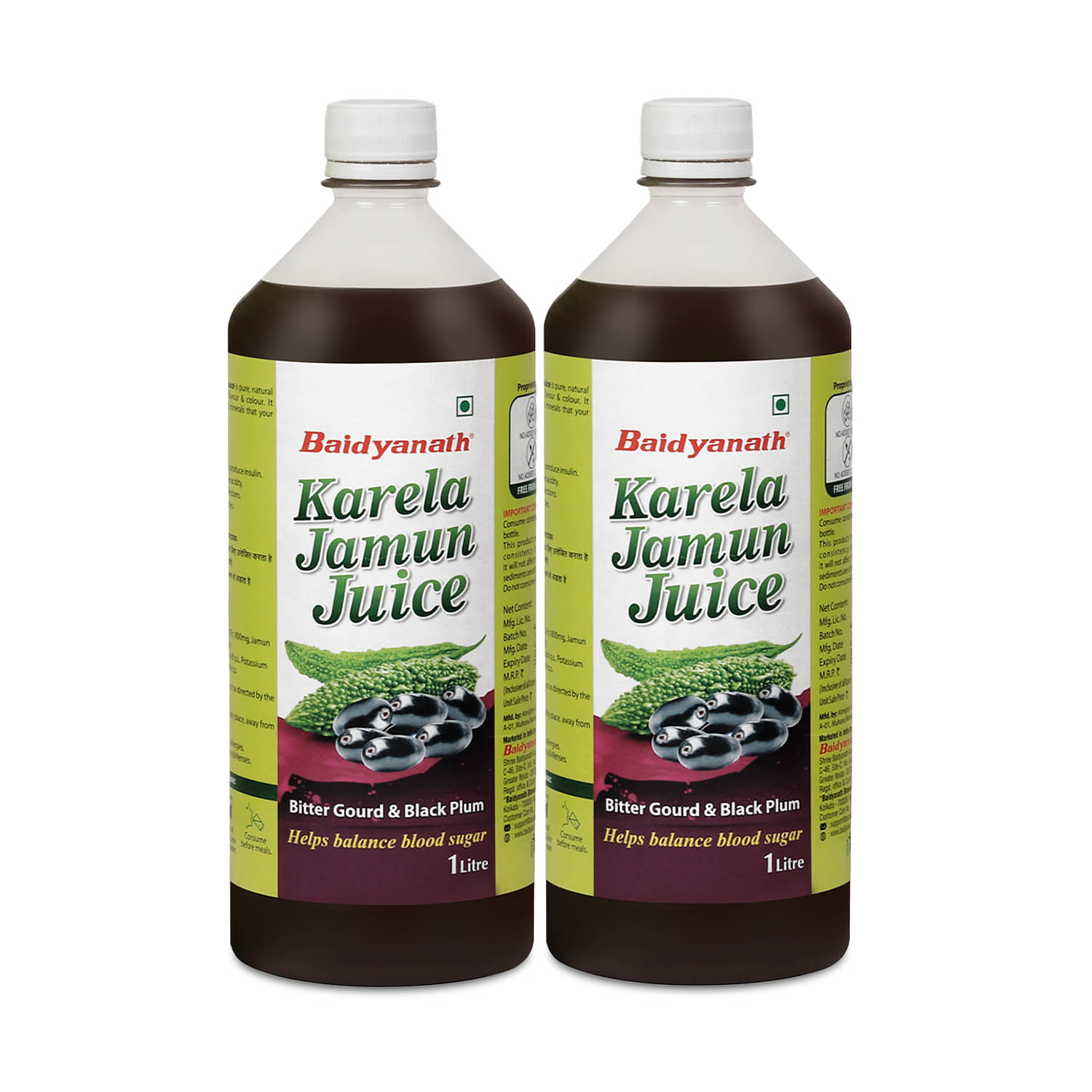     			Baidyanath Karela Jamun Juice 1000ML|Helps in Blood Sugar Management & Cholesterol Level(Pack of 2)