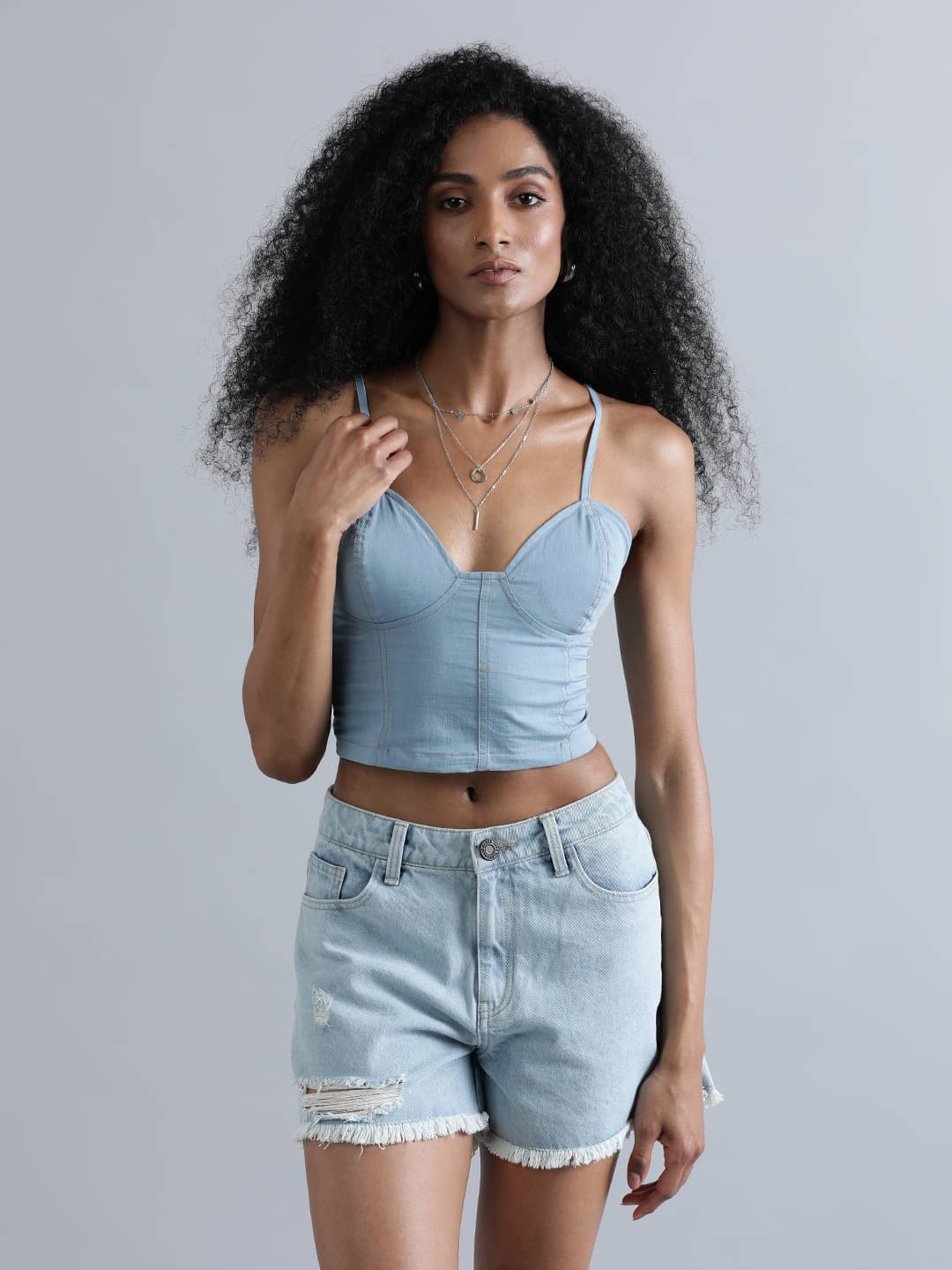 Bene Kleed Women's Cotton Crop Top ( Blue ) Bene Kleed Women's Cotton Crop Top ( Blue )