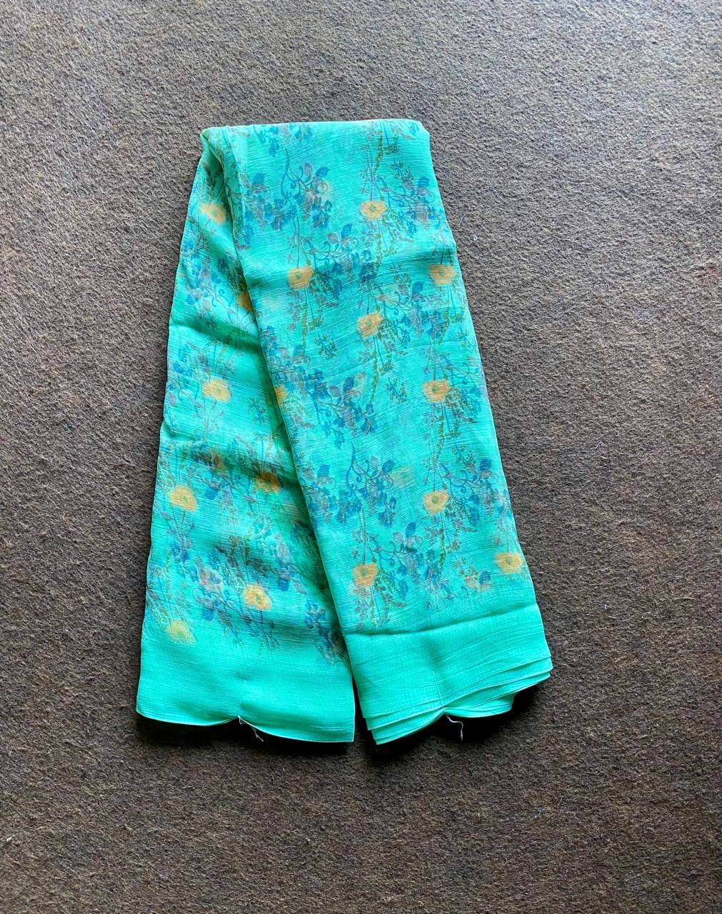     			Eternal Pehnawa Chiffon Printed Saree With Unstitched Blouse Piece ( Sea Green )